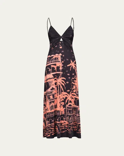 Johanna Ortiz Nuestra Tierra Landscape-print Jersey Sleeveless Maxi Dress In Black