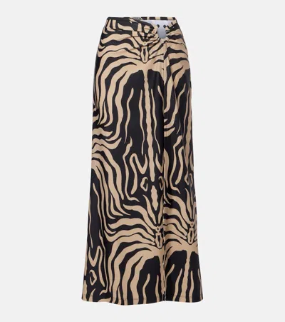 Johanna Ortiz Nuevo Destino Printed Midi Skirt In Black