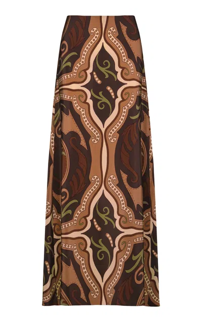 Johanna Ortiz Nuevos Territorios Silk Maxi Skirt In Multi