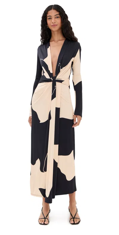 Johanna Ortiz Oasis Ankle Dress Ecru/black In Multi