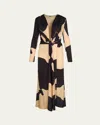 Johanna Ortiz Oasis Plunging Long-sleeve Ankle Dress In Multi