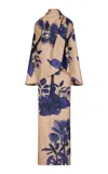 Johanna Ortiz Ocean Of Secrets Wrapped Wool-silk Cape In Navy