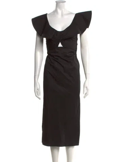 Pre-owned Johanna Ortiz Off-the-shoulder Midi Length Dress In Black