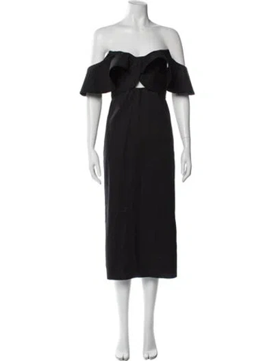 Pre-owned Johanna Ortiz Off-the-shoulder Midi Length Dress In Blue