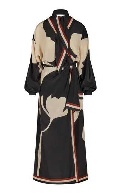Johanna Ortiz Ollantay Silk Wrap Dress In Multi