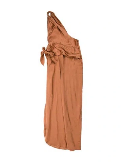 Pre-owned Johanna Ortiz One-shoulder Long Dress In Orange