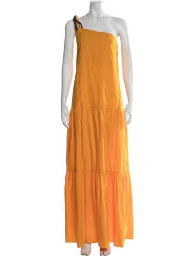 Pre-owned Johanna Ortiz One-shoulder Long Dress In Orange