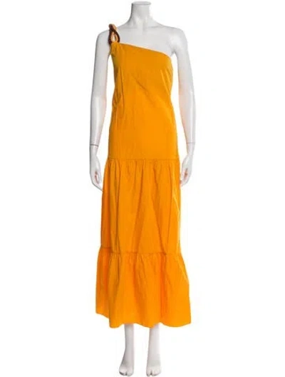 Pre-owned Johanna Ortiz One-shoulder Long Dress In Orange