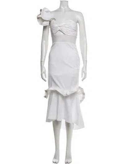 Pre-owned Johanna Ortiz One-shoulder Long Dress In White