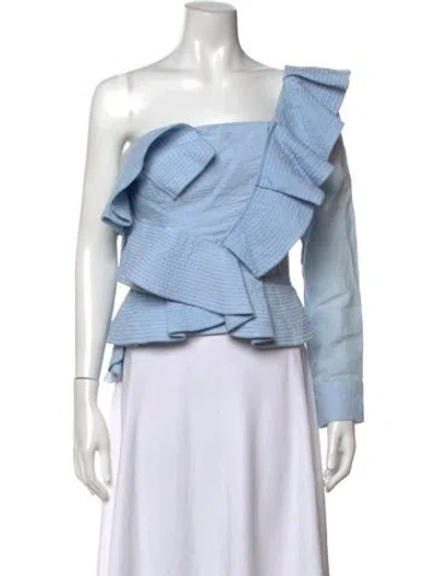 Pre-owned Johanna Ortiz One-shoulder Long Sleeve Blouse In Blue