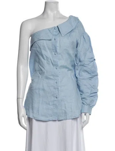 Pre-owned Johanna Ortiz One-shoulder Long Sleeve Blouse In Blue