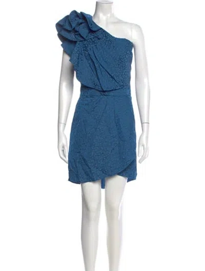 Pre-owned Johanna Ortiz One-shoulder Mini Dress In Blue