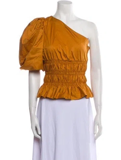 Pre-owned Johanna Ortiz One-shoulder Short Sleeve Crop Top In Orange