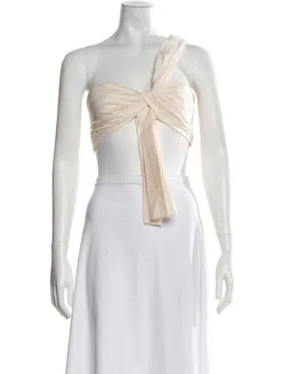 Pre-owned Johanna Ortiz One-shoulder Sleeveless Crop Top In Neutral