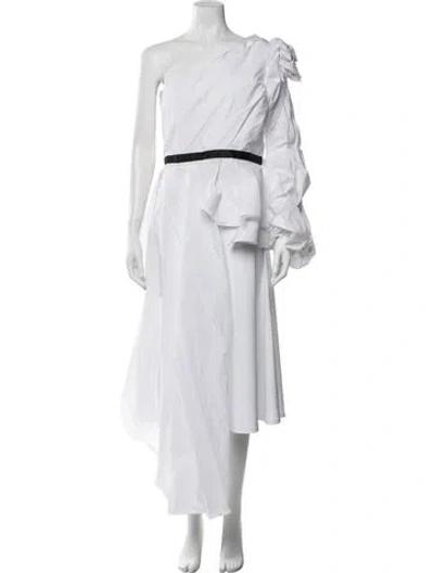 Pre-owned Johanna Ortiz One-shoulder Three-quarter Sleeve Tunic In White