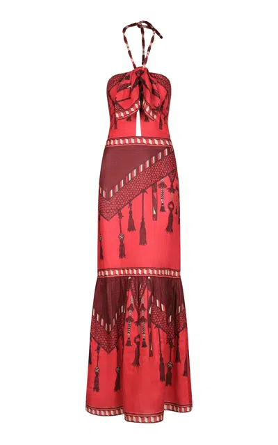 Johanna Ortiz Ornaments Of Fire Printed Linen Maxi Dress In Multi