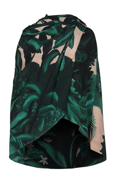 Johanna Ortiz Painted Horizons Printed Silk Cape In Multi