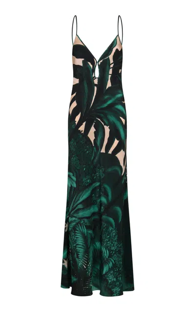 Johanna Ortiz Painted Horizons Printed Silk Maxi Dress In Green