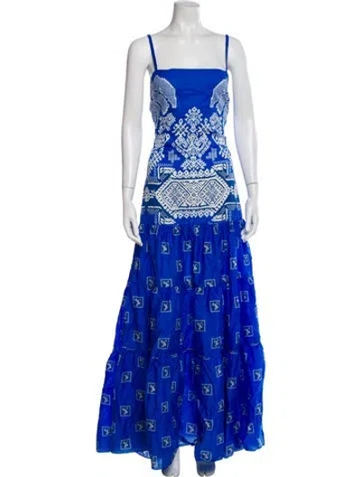 Pre-owned Johanna Ortiz Paisley Print Long Dress In Blue