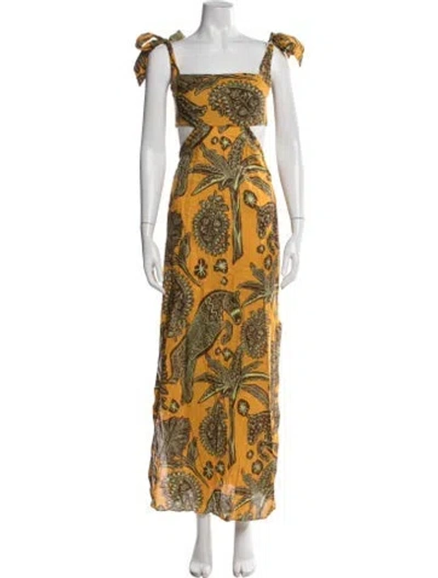 Pre-owned Johanna Ortiz Paisley Print Long Dress In Yellow