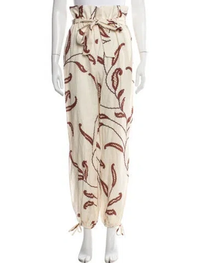 Pre-owned Johanna Ortiz Paisley Print Wide Leg Pants In Neutral