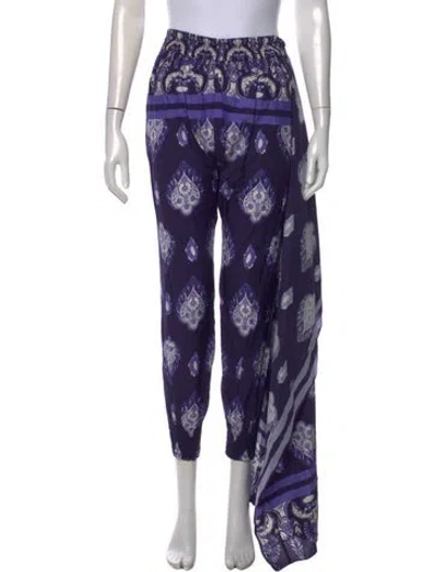 Pre-owned Johanna Ortiz Paisley Print Wide Leg Pants W/ Tags In Purple