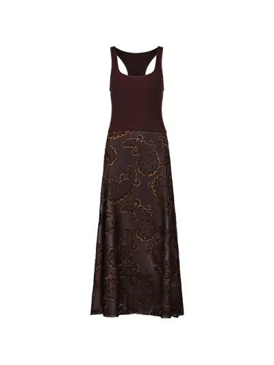 Johanna Ortiz Paisley-lace Racerback Dress In Brown