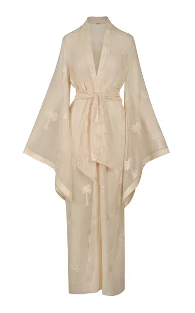 Johanna Ortiz Palm And Soul Sheer Cotton Maxi Dress In White