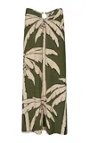 Johanna Ortiz Printed Gathered Terry Maxi Skirt In Green