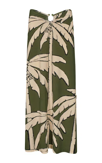 JOHANNA ORTIZ PALM BRANCH PRINTED TERRY MAXI SKIRT