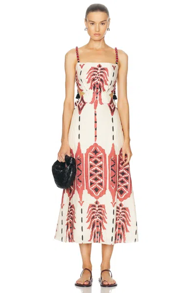 Johanna Ortiz Palm Of Tiahuanaco Linen Midi Dress In Neutrals