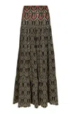 Johanna Ortiz Palm Rhythm Embroidered Maxi Skirt In Black,white
