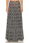 Johanna Ortiz Palm Rhythm Embroidered Maxi Skirt In Black & Ecru