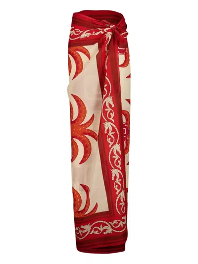 Johanna Ortiz Palm-tree Equestrian Print Sarong In Multi