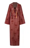 Johanna Ortiz Palm Veil Cotton Tunic In Burgundy