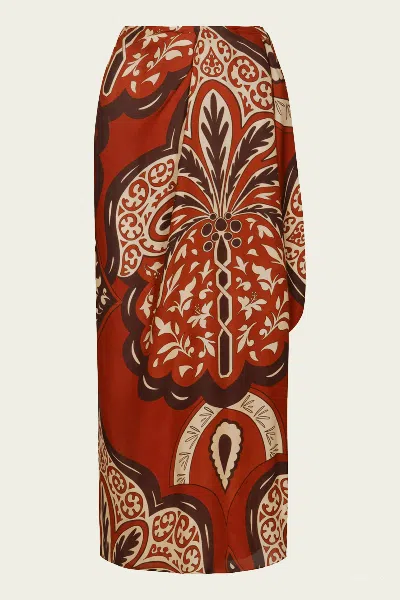 Johanna Ortiz Palma Sevillana Wrap Skirt In Dark Wine
