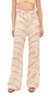 Johanna Ortiz Palms And Shadows Pants Swim Palm Stripes/sand/ecru In Swim Palm Stripes/sand/ecru