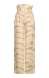 Johanna Ortiz Palms And Shadows Printed Linen Pants In Nude