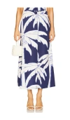 Johanna Ortiz Palms Breath Of Life Midi Skirt In Navy