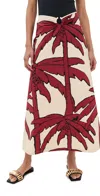 Johanna Ortiz Bedruckter Midirock Palms Breath Of Life In Salty Palms/ecru/red/black