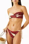 Johanna Ortiz Palms Entorche Del Mar Bikini Bottom In Ecru Red Black In Brown