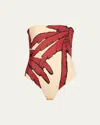 Johanna Ortiz Palms Mar One-piece Swimsuit In Swim Salty Palms-ecru-red-black