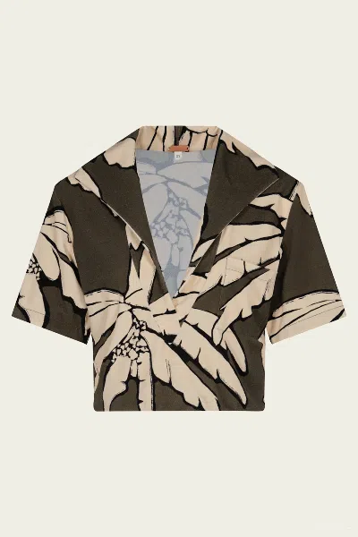 JOHANNA ORTIZ PALMS MISTY HEM T-SHIRT IN SALTY PALMS GREEN
