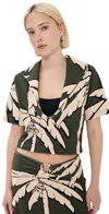 Johanna Ortiz Palms Misty Hem T-shirt In Salty Palms Green In Salty Palms Green/ecru