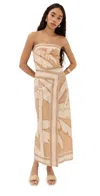 Johanna Ortiz Palms Pontoon Afternoon Ankle Dress Salty Palms Sand In Salty Palms Sand/ecru