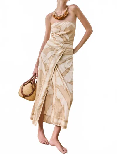 Johanna Ortiz Palms Pontoon Afternoon Ankle Midi Dress In Sand Ecru In Multi