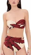Johanna Ortiz Palms Sea Sprite Bikini Top In Ecru Red Black In Red