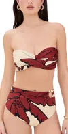Johanna Ortiz Palms Sea Sprite Bikini Top Salty Palms/ecru/red/black In Salty Palms/ecru/red/black