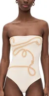 Johanna Ortiz Palmy Textured One-piece Bathing Suit In Ecru