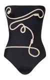 Johanna Ortiz Palmy Texture Strapless One-piece Swimsuit